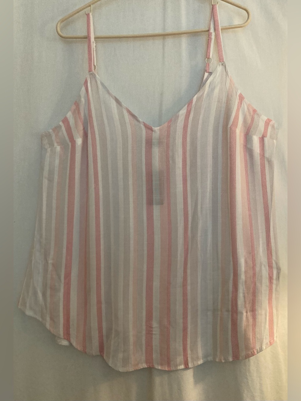 torrid Pink and White Vertical Stripe V-Neck Adjustable Strap Cami Size 1X